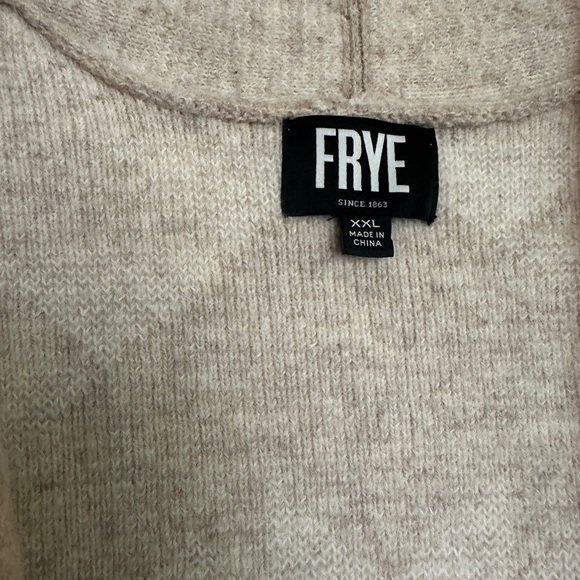 Frye Tan and White Cardigan Sweater with Geometric Design - Picture 6 of 8
